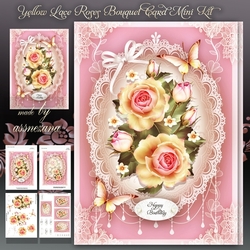 Yellow Lace Roses Bouquet Card Mini Kit
