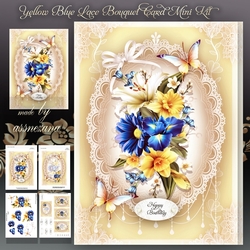 Yellow Blue Lace Bouquet Card Mini Kit