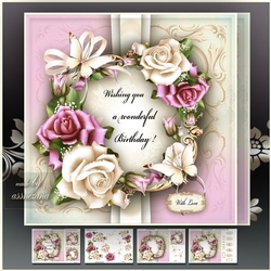 Cream Bordeaux Roses Card Mini Kit