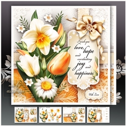 Bouquet of Daffodils with Tulips Card Mini Kit