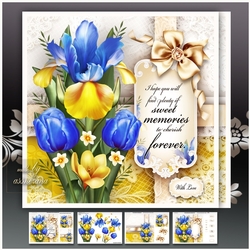 Bouquet of Tulips and Iris Card Mini Kit