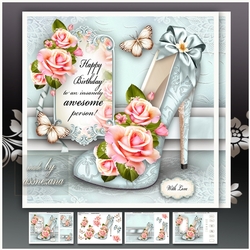 Pink Roses with Elegant Shoes Card Mini Kit