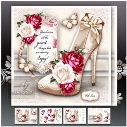 Roses with Cream Elegant Shoes Card Mini Kit