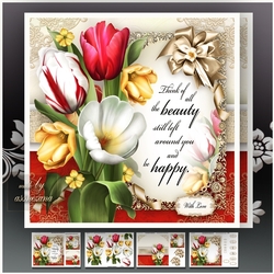 Bouquet of Colorful Tulips Card Mini Kit