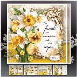 Bouquet of Daffodils with Pansies Card Mini Kit