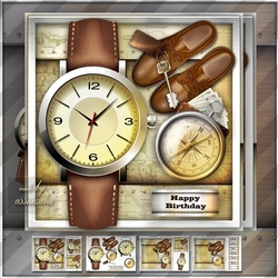 Brown Male Watch Card Mini Kit