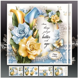 Blue Yellow Roses Card Mini Kit