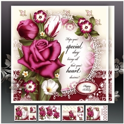 Bordeaux Rose with Tulips Card Mini Kit