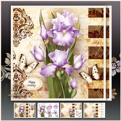 Violet Iris Bouquet Rustic Card Mini Kit