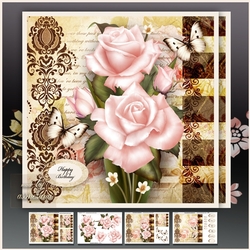 Peach Roses Bouquet Rustic Card Mini Kit