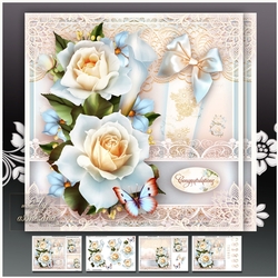 Blue Soft Roses Card Mini Kit