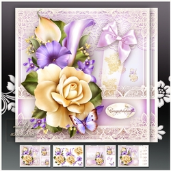 Violet Cream Bouquet Card Mini Kit