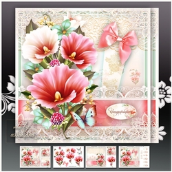 Pink Cream Bouquet Card Mini Kit