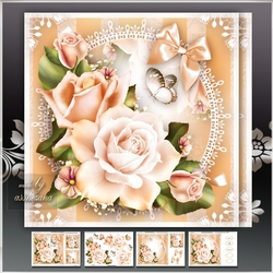 White Peach Roses Mini Kit