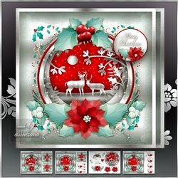 Winter Silver Christmas Reindeers Mini Kit