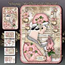 Pink Variation Christmas Art Deco Lady Mini Kit