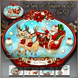 Cute Santa with Reindeers for Kids Mini Kit