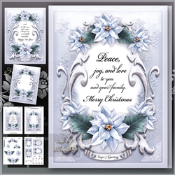 Christmas and Happy New Year with Silver Poinsettias Mini Kit 