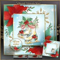Christmas Watercolor Skates