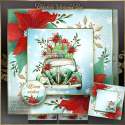 Christmas Watercolor Car