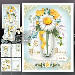 Vintage White Yellow Daisy Roses Mini Kit