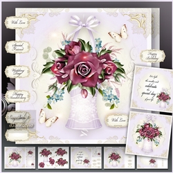 Vintage Bordeaux Flowers Basket Mini Kit
