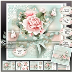 Soft Pink Bouquet Glossy Paper Mini Kit