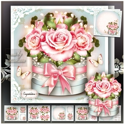 Gift Box with Pink Roses Card Mini Kit