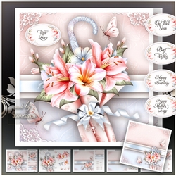 Vintage Pink Umbrella with Flowers Mini Kit