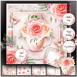 Watercolor Pink Cup with Flowers Mini Kit
