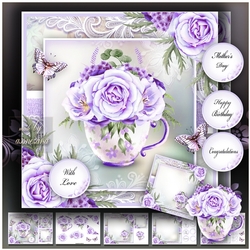 Watercolor Cup with Lilac Flowers Mini Kit