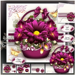Mulberry Color Basket of Flowers Mini Kit