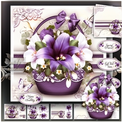 Plum Color Basket of Flowers Mini Kit