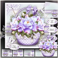Basket with Lilac Roses Card Mini Kit