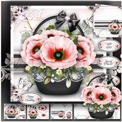 Basket with Pink Poppies Card Mini Kit
