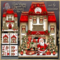 Festive Christmas House with Santa Decoration Card Mini Kit
