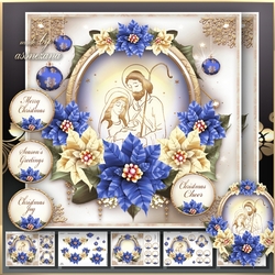 Nativity Scene Blue Poinsettias Mini Kit