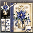 Christmas Vintage Blue Poinsettias Mini Kit