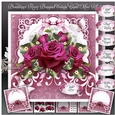 Bordeaux Roses Bouquet Vintage Card Mini Kit