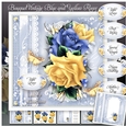Bouquet Vintage Blue and Yellow Roses Mini Kit
