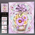 Vintage Basket with Yellow Roses and Violet Chrysanthemum Mini Kit
