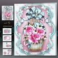 Vintage Basket with Pink Roses Card Mini Kit