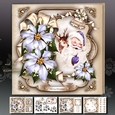 Christmas Winter Claus with Reindeer and Poinsettias