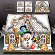 Christmas Winter House with Snowman for Kids Card