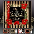 Golden Black Christmas Card With Reindeers and Tree Mini Kit