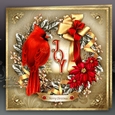 Christmas Silver Wreath With Cardinal Bird Mini Kit