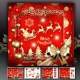 Golden Red Christmas Santa with Reindeers Mini Kit