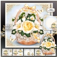 Basket with White Yellow Roses Mini Kit