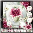 Watercolor Cup with Bordeaux Flowers Mini Kit