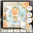 Watercolor Cup with Yellow Blue Flowers Mini Kit